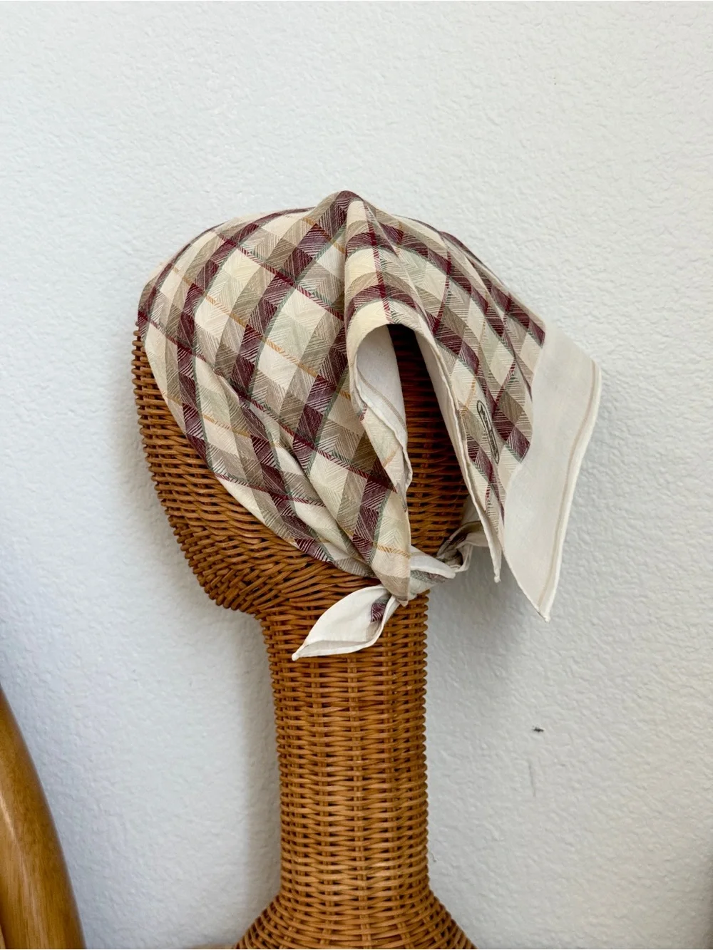 Vintage Missoni Textured Plaid Cotton Bandana Scarf Made in Japan Unisex